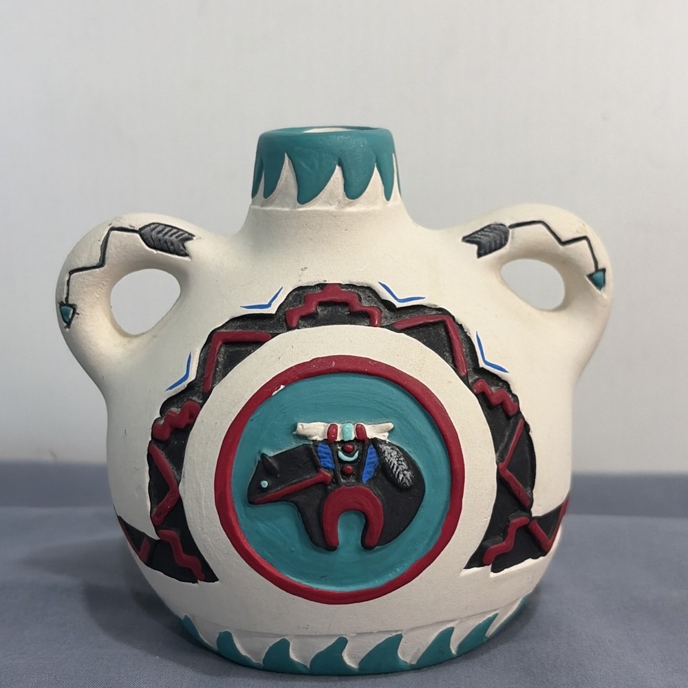 Vintage Signed Cleo Teissedre Navajo Wedding Vase Sculpture 4"H Dated May 1990